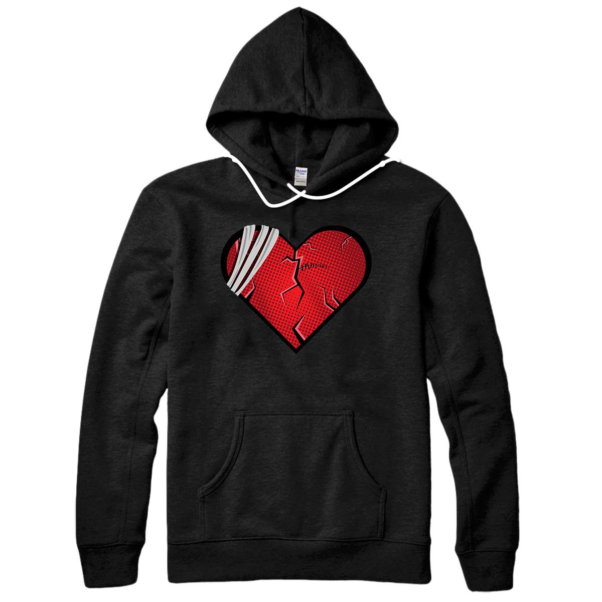 Personalized Broken Heart Love Sad Heartbroken Break Up Valentine's Day Pullover Hoodie