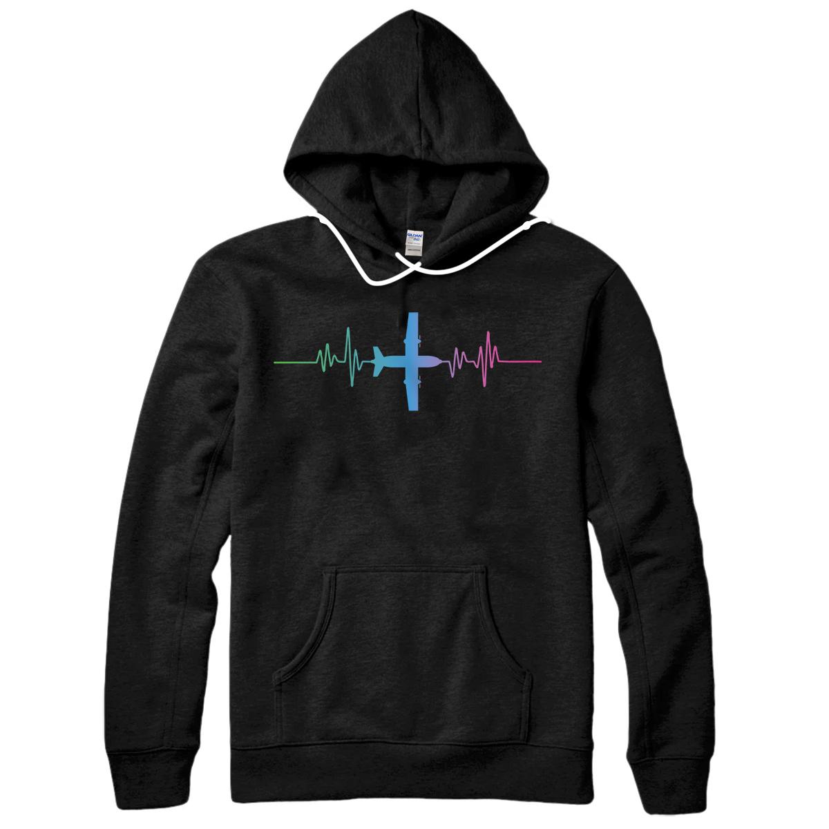 Personalized Pilot Airplane Heartbeat Plane Aviation Gift Pullover Hoodie