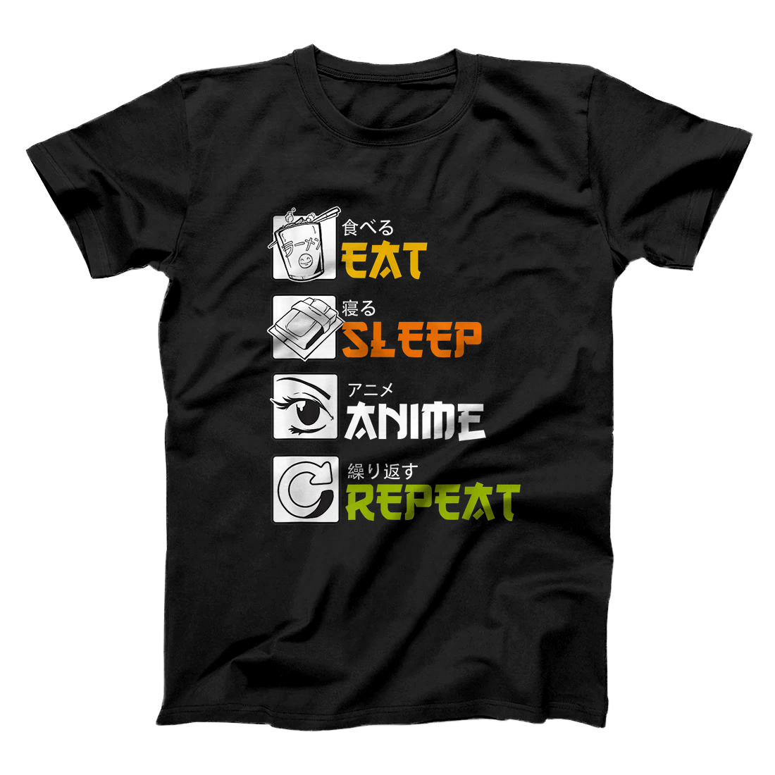 Personalized Eat Sleep Anime Repeat Funny Japanese Manga Japan Lover Gift T-Shirt