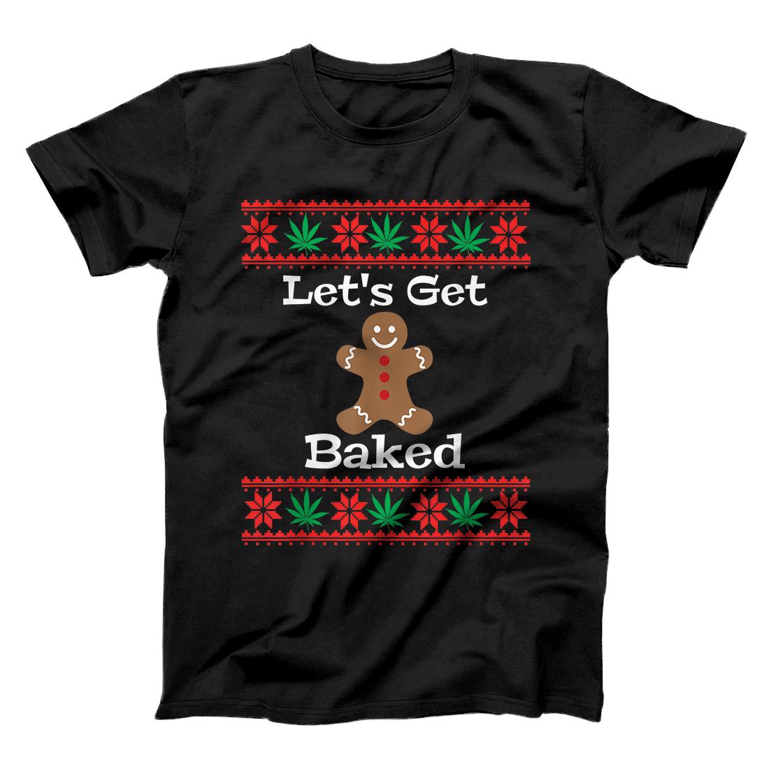 Let's Get Baked Gingerbread Man Cookie Christmas graphic T-Shirt