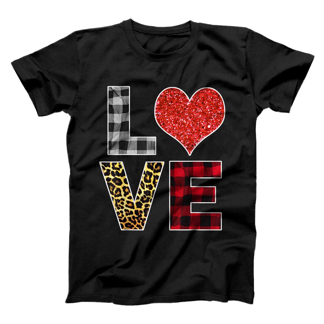 Love, Leopard Buffalo Plaid, Family Aniversary Matching T-Shirt