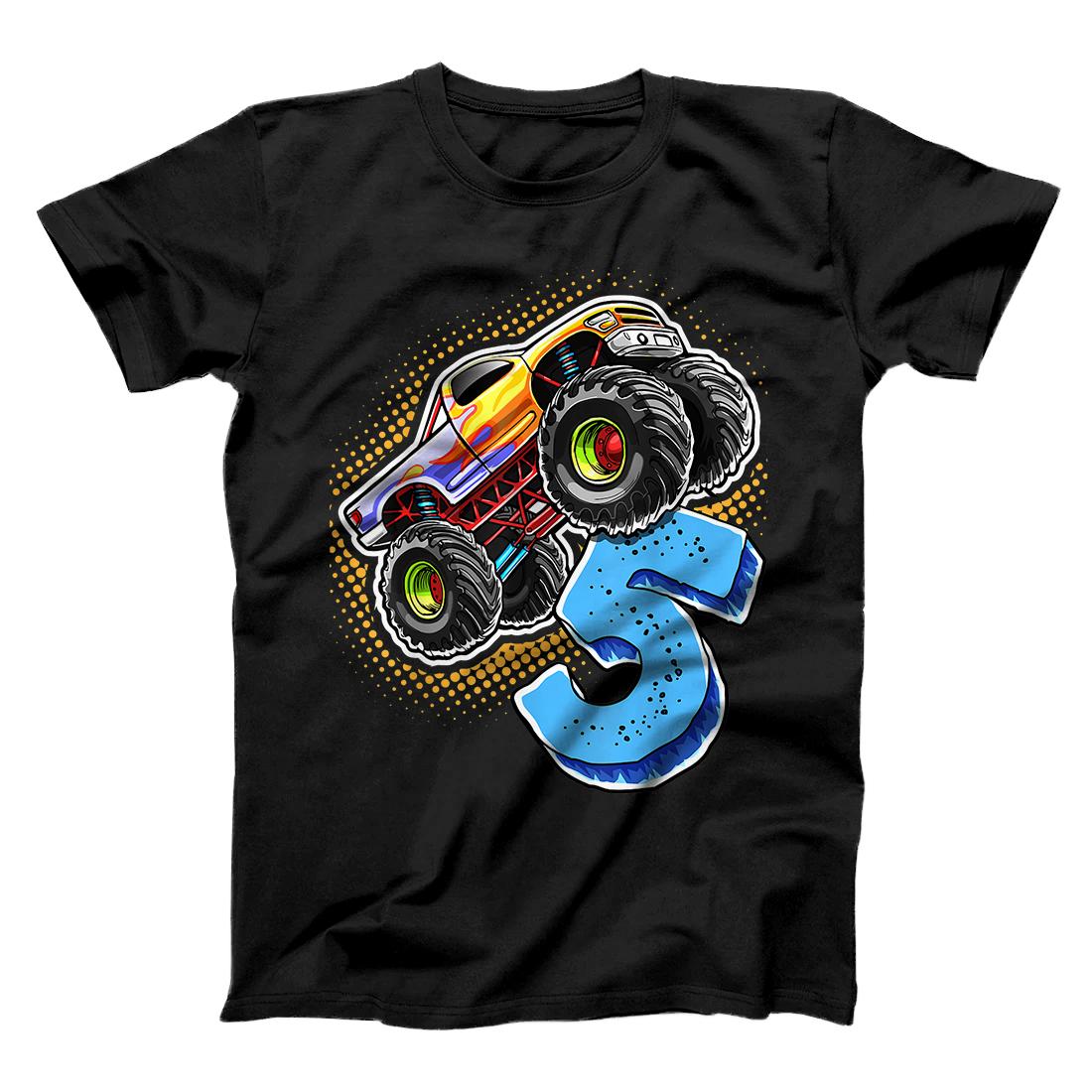 Monster Truck 5th Birthday Retro Vintage Birthday Boy Gift T-Shirt