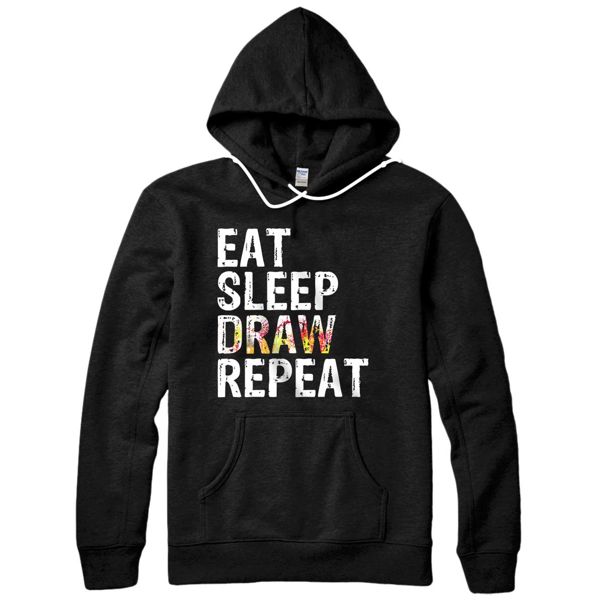 Personalized Awesome Drawing costume Eat Sleep Draw Repeat Art Education Pullover Hoodie