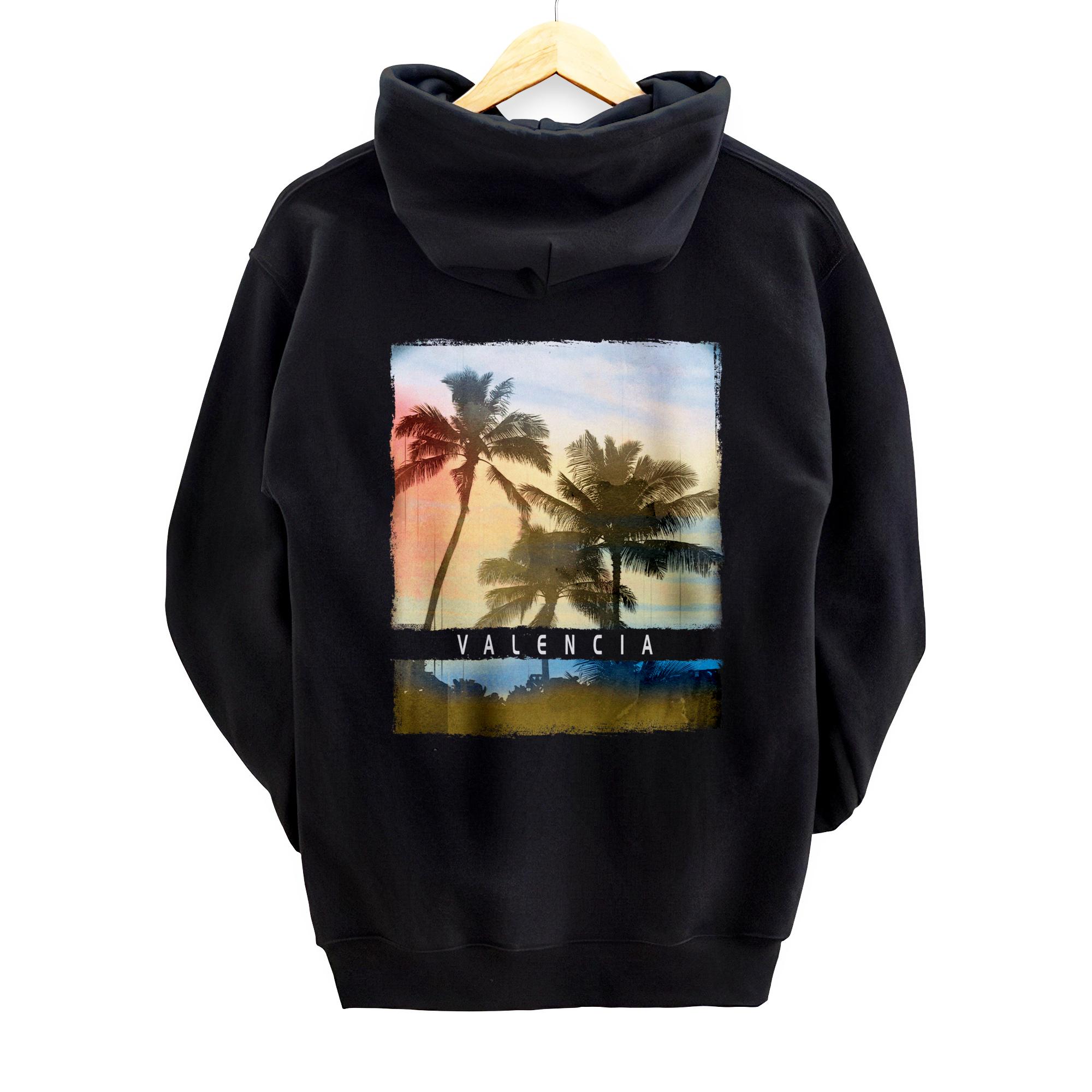 Personalized Stylish Valencia Beach Vacation Back Print Pullover Hoodie