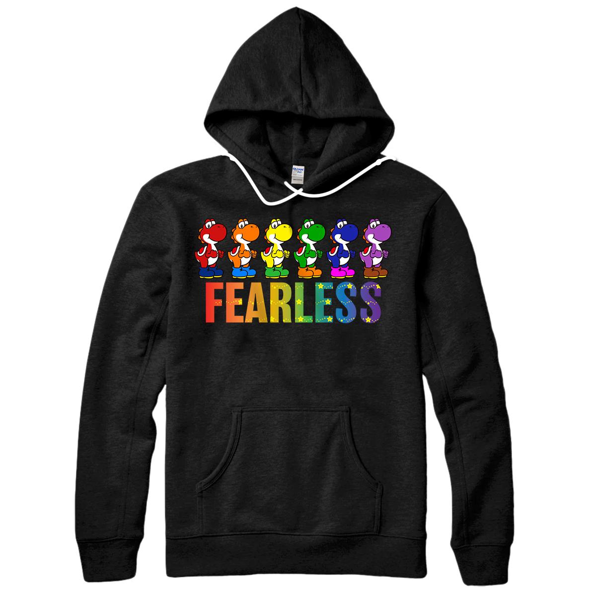 Super Mario Pride Yoshi Fearless Rainbow Line Up Pullover Hoodie - All ...