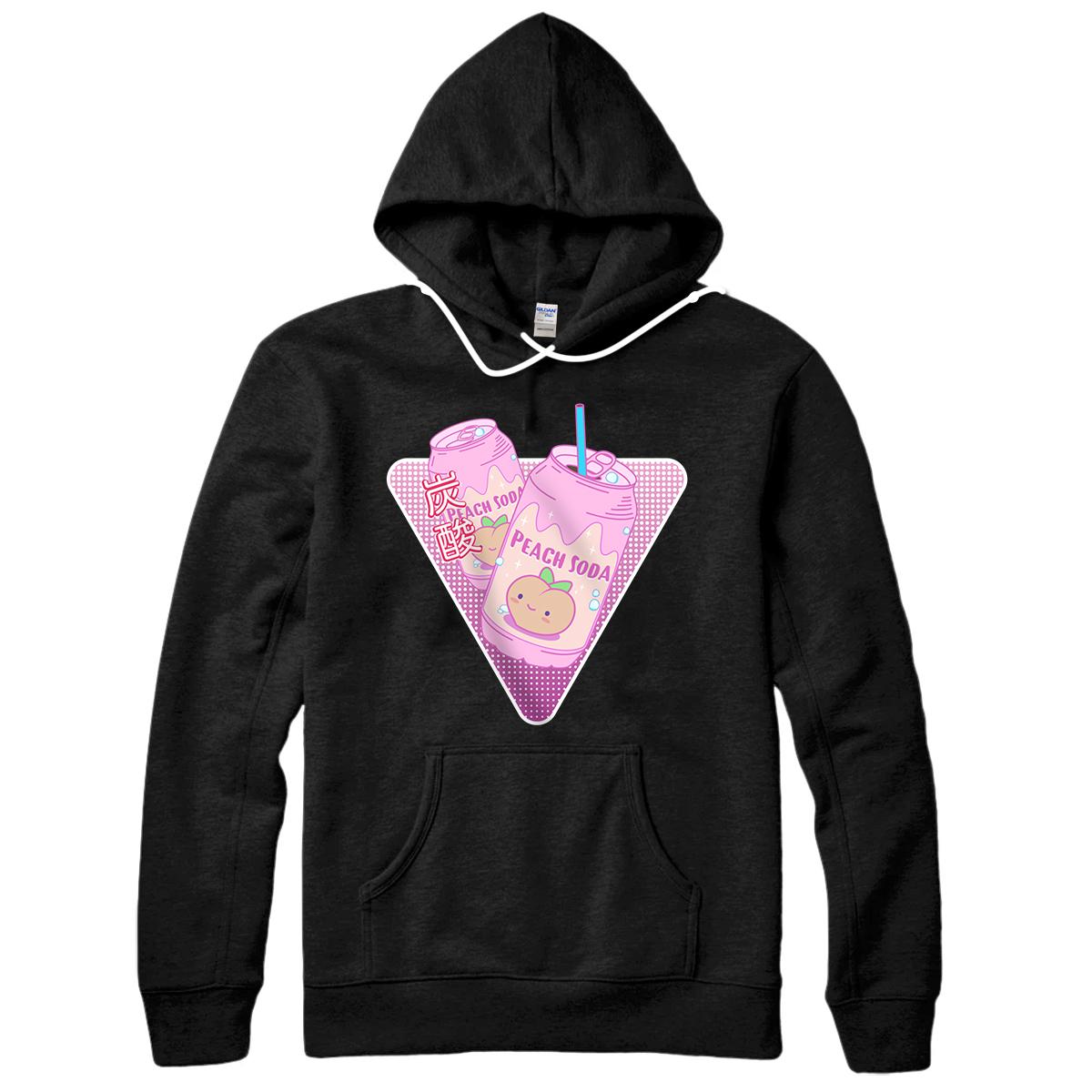 Personalized Kawaii Peach Soda Vaporwave Aesthetic Japenese Kanji Pullover Hoodie