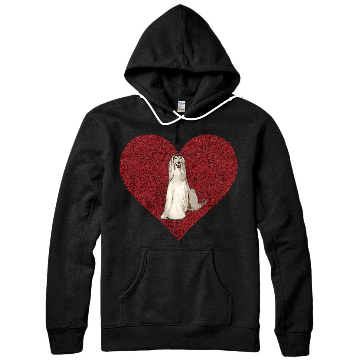 Personalized Afghan Hound Valentines Day Dog Love Fingerprint Pullover Hoodie