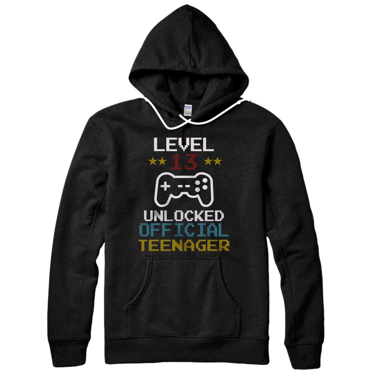 Personalized Gamer Gift 13th Birthday Level 13 Unlocked Official Teenager Pullover Hoodie