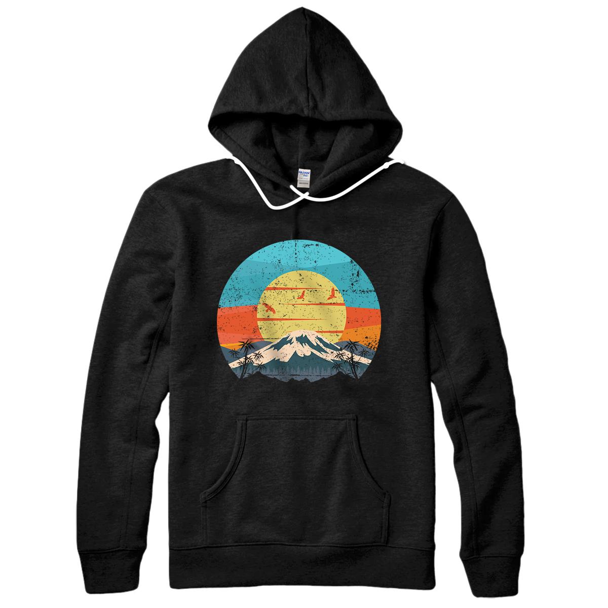 Personalized Retro Vintage Mount Fuji Japanese Rising Sun and Bamboo Gift Pullover Hoodie
