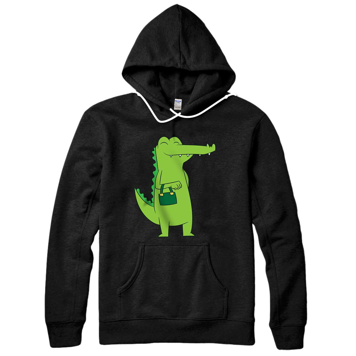 Personalized Cute Alligator With Bag Crocodile With Handbag Pullover Hoodie