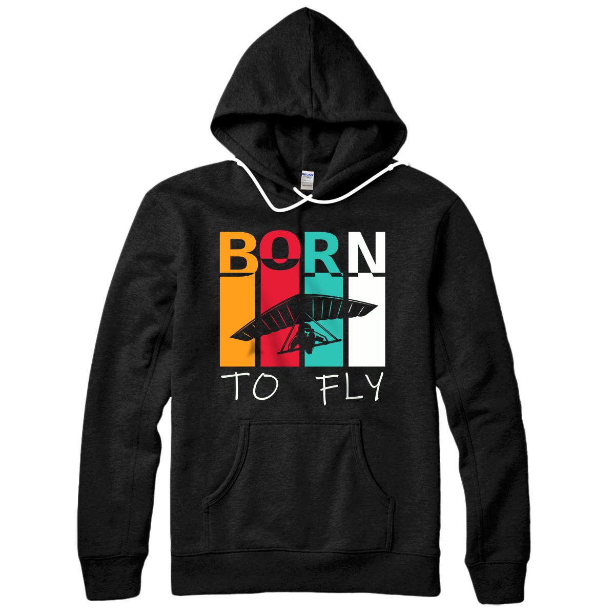 Personalized Born To Fly - Hang Glider Hang-Gliding Pilot Aviator Pullover Hoodie