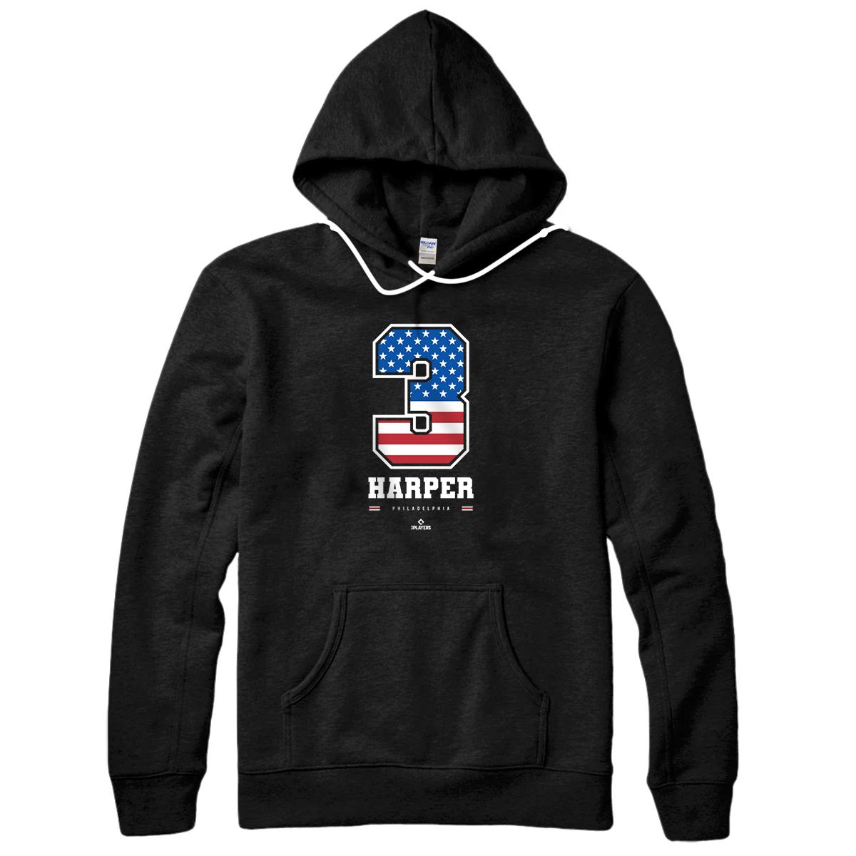 Personalized Bryce Harper - US Flag Number Pullover Hoodie