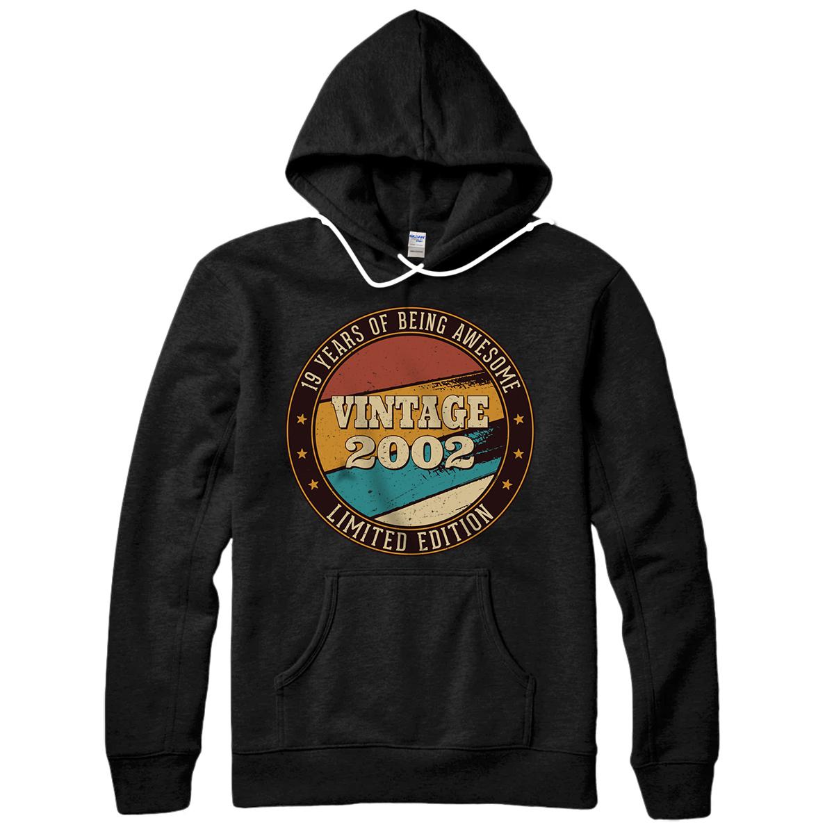 Personalized 19 Years Of Being Awesome Made In 2002 19th Birthday Retro Pullover Hoodie