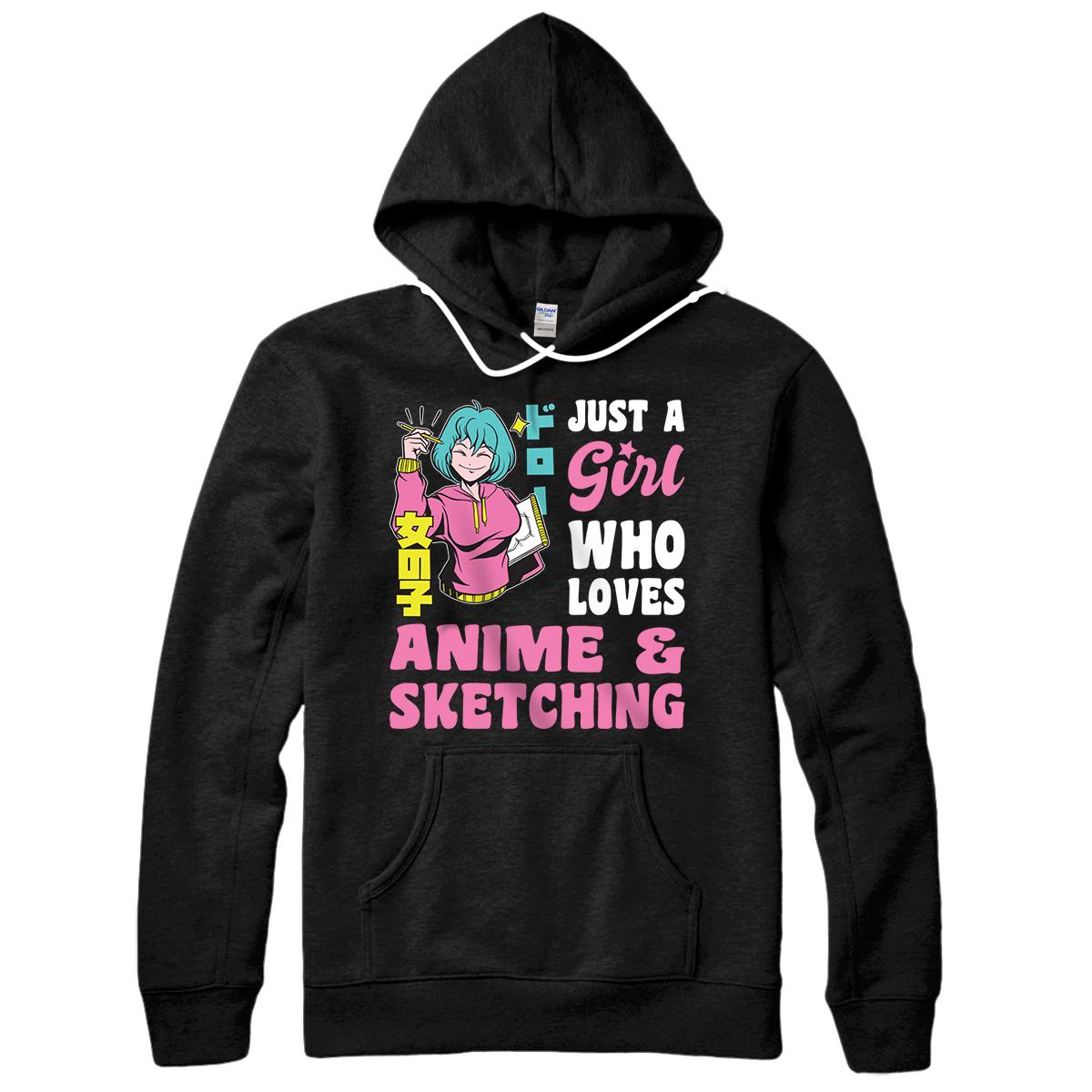 Personalized Just A Girl Who Loves Anime and Sketching Pullover Hoodie