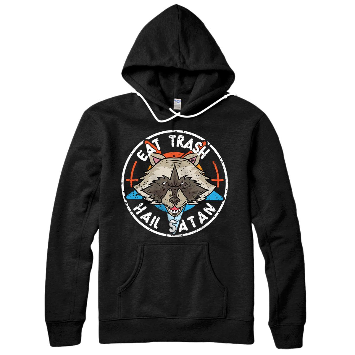 Personalized Eat Trash Hail Satan Raccoon Pentagram Satanic Garbage Gang Pullover Hoodie