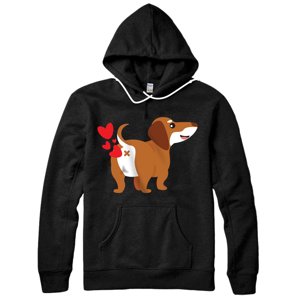 Personalized Dachshund Hearts Funny Cute Valentines Day Gift Pullover Hoodie