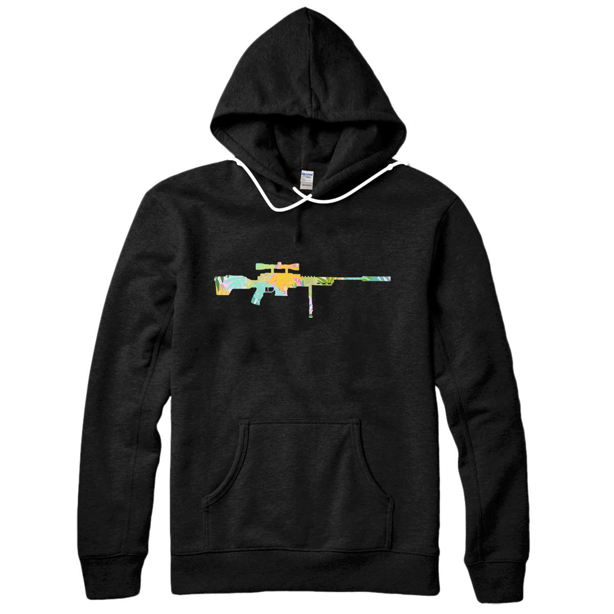 Personalized Tropical Gun Lover Firearm Beach Hawaiian Gift Sniper Rifle Pullover Hoodie