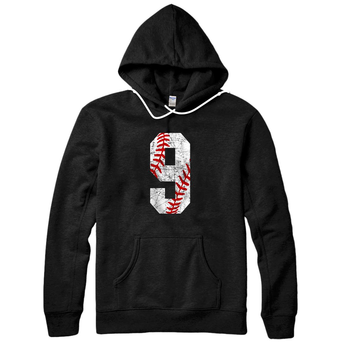 Personalized Vintage Baseball Mom #9 Jersey Baseball Player Number 9 Gift Pullover Hoodie