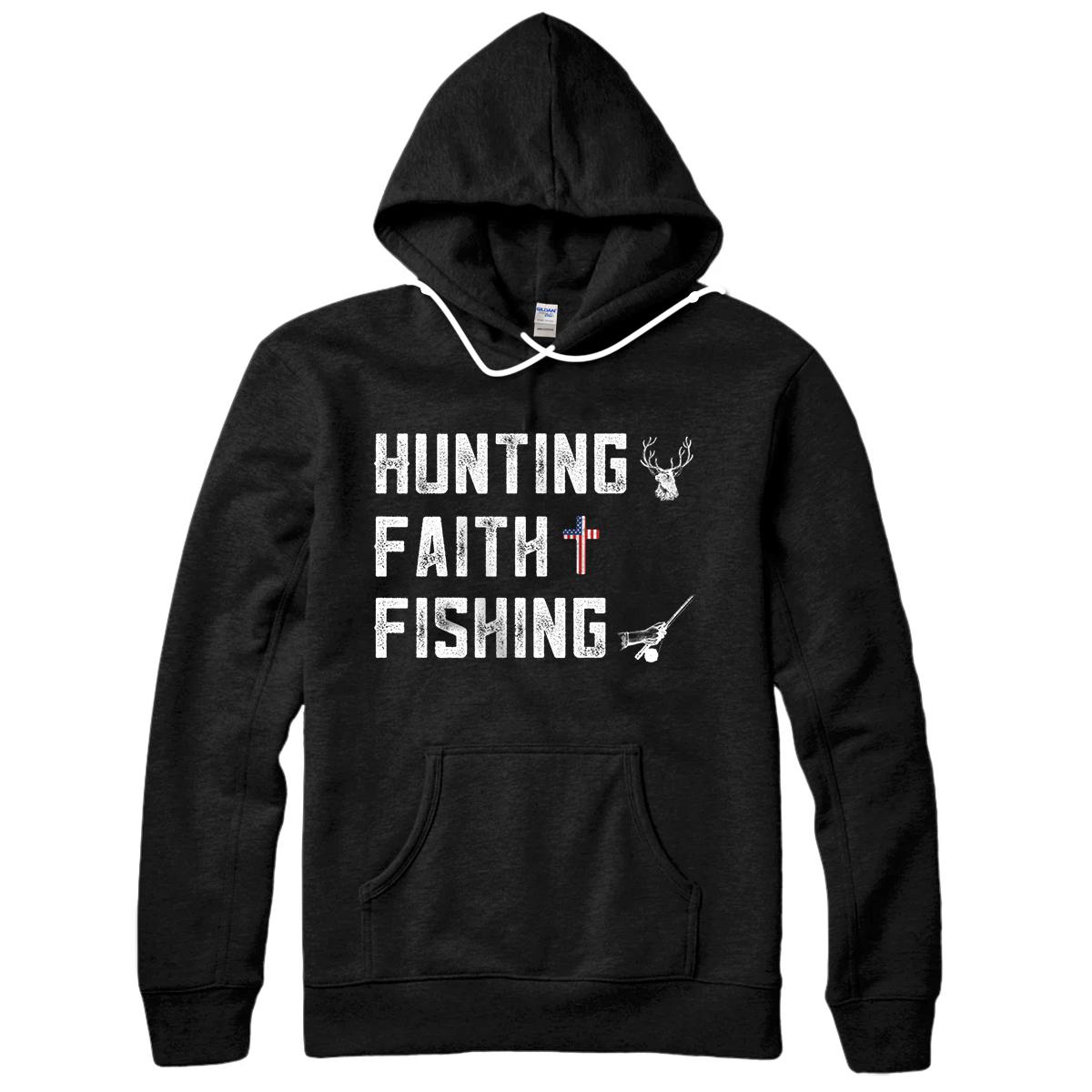 Personalized Hunting Faith And Fishing Cross Redneck Gifts American Flag Pullover Hoodie