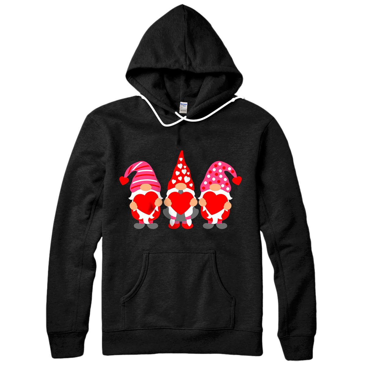 Personalized Valentine Gnomes Holding Hearts Valentine's Day Gnome Love Pullover Hoodie