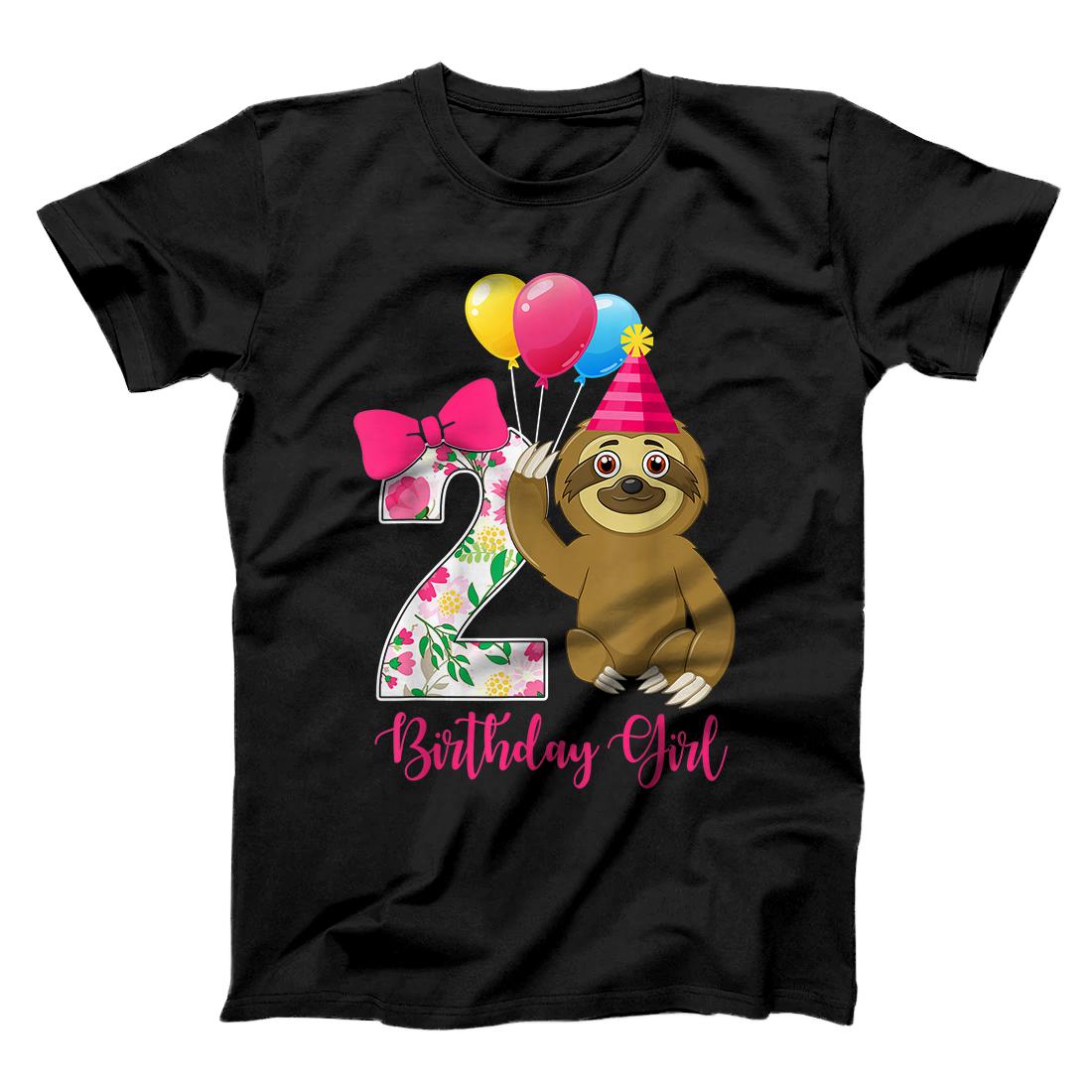 Birthday - Cute 2 Years Old Birthday Sloth Girl T-Shirt