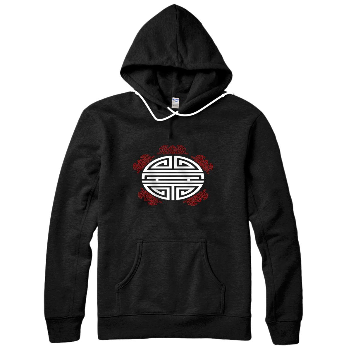 WUFU Chinese Good Fortune 5 Blessings Novelty Sweatshirt Pullover Hoodie