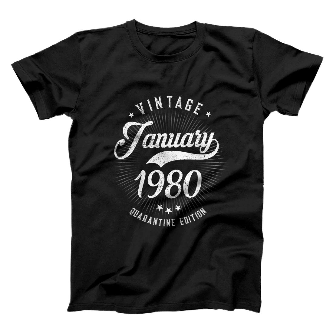 Retro 41st birthday gift January 1980 41 Quarantine Birthday T-Shirt