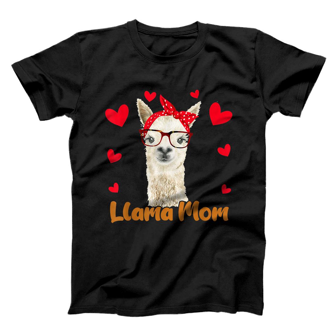 Personalized Llama Mom Valentines Day Llama Lover Mother Day Gift Women T-Shirt