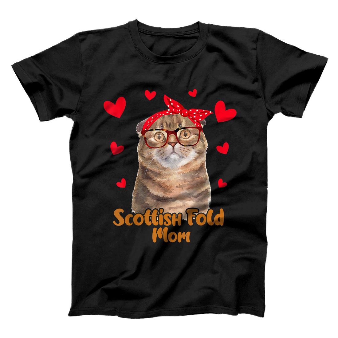 Personalized Scottish Fold Mom Valentines Day Cat Mom Mother Day Women T-Shirt