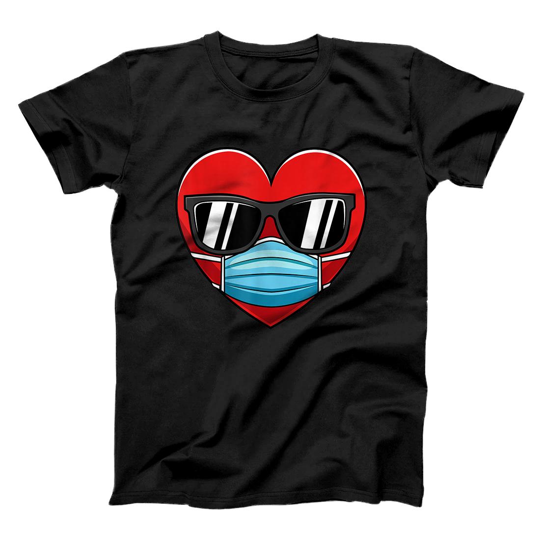 Personalized Cute Big Heart Face Mask Valentine's Day Funny Gift T-Shirt