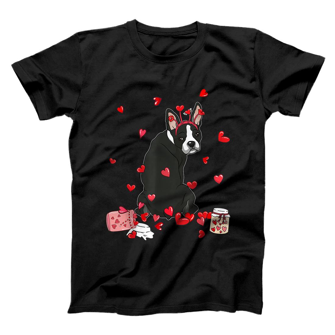 Personalized Dog Valentine Gift Cute Boston Terrier Valentine's Day T-Shirt
