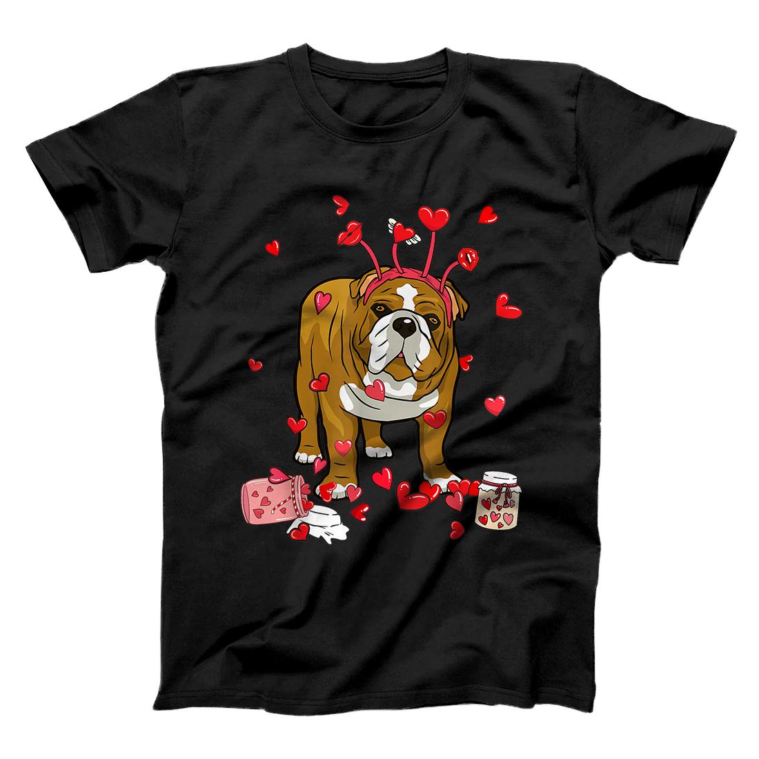 Personalized Dog Valentine Gift Cute English Bulldog Valentine's Day T-Shirt