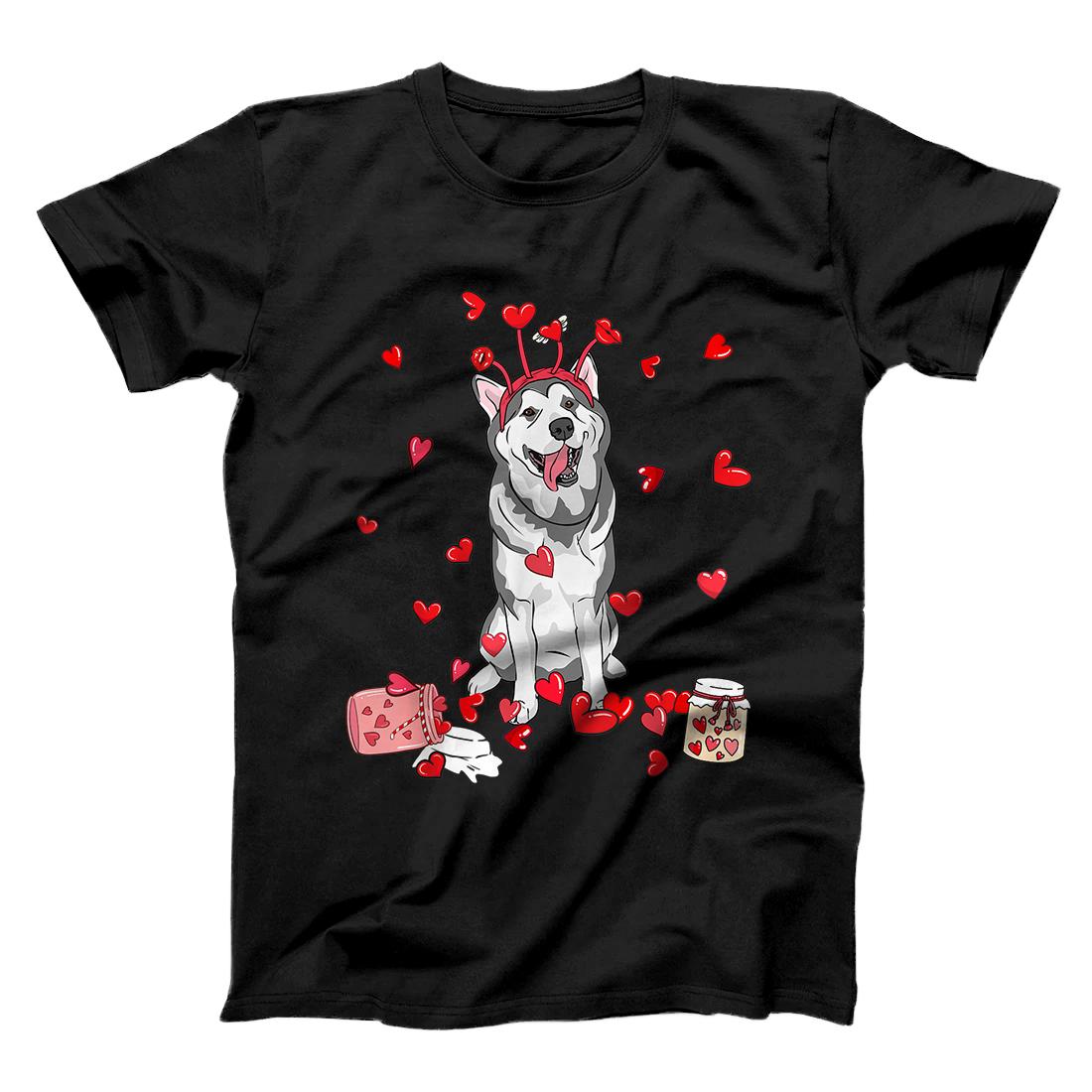 Personalized Dog Valentine Gift Cute Siberian Husky Valentine's Day T-Shirt