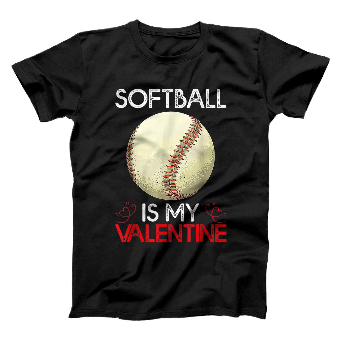 Personalized Softball Is My Valentine Softball Valentine's Day T-Shirt
