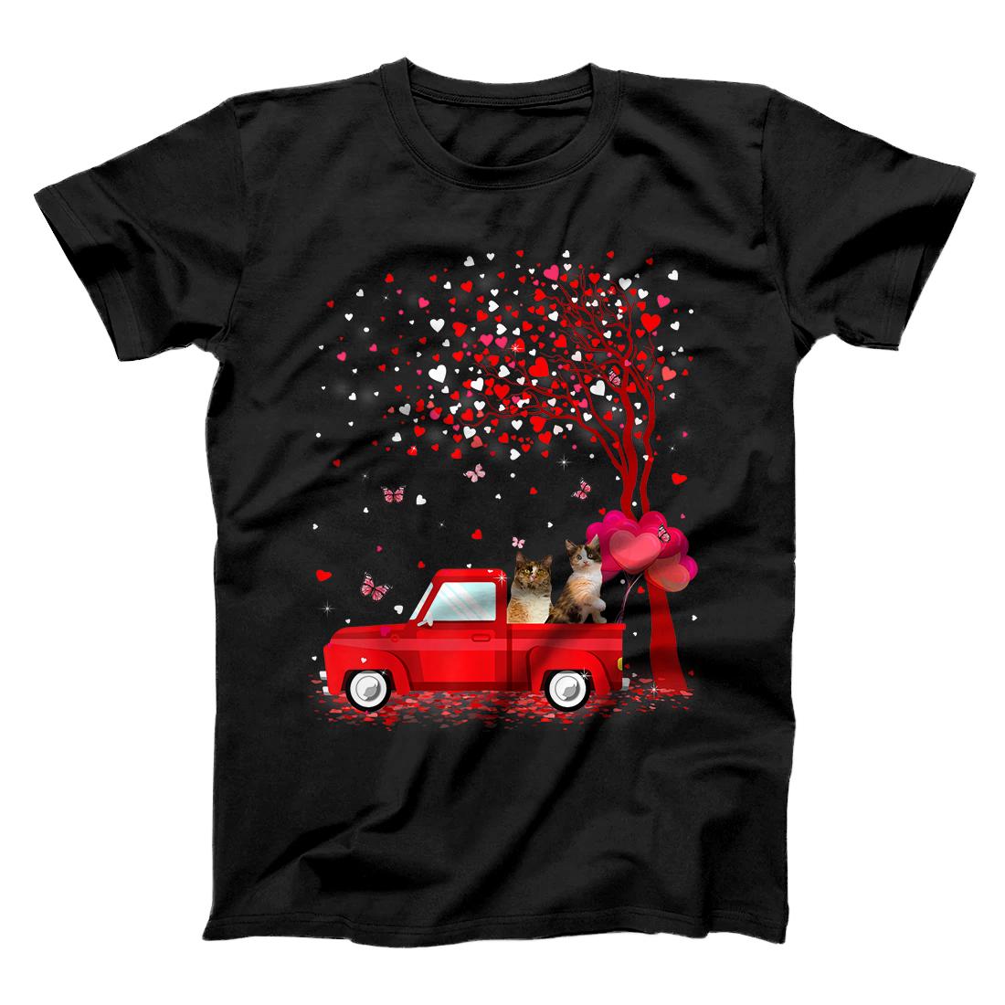 Personalized LaPerm Valentine's Day Gifts Cats Red Truck Hearts T-Shirt