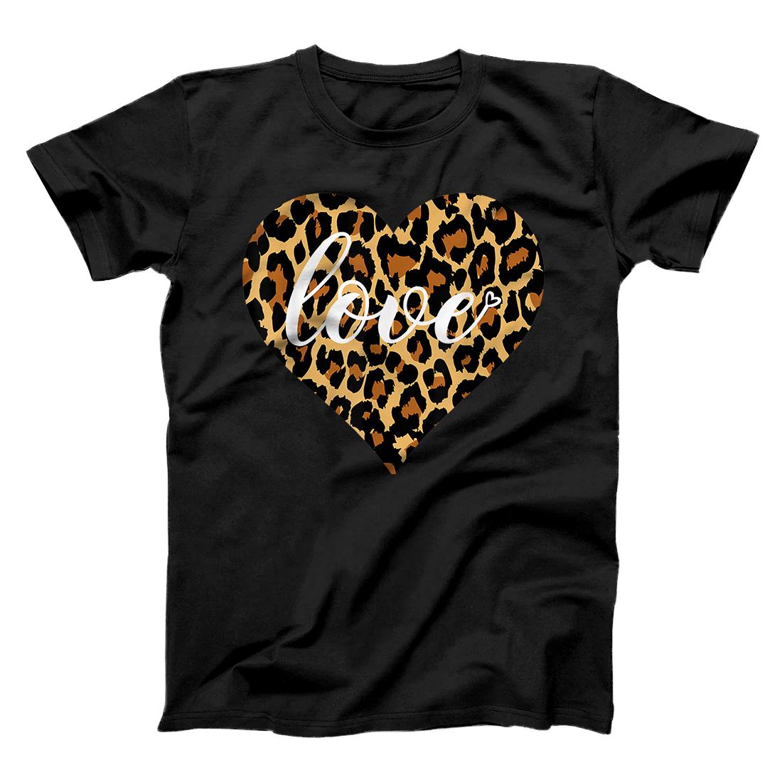 Personalized Cool Cheetah Leopard Print Heart Valentine's day Shirt T-Shirt