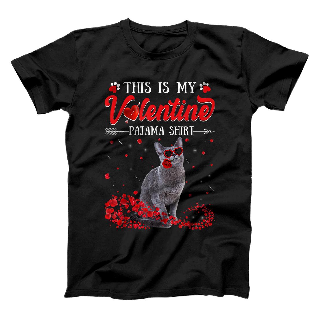 Personalized Cute This Is My Valentine Pajama Shirt Russian Blue T-Shirt