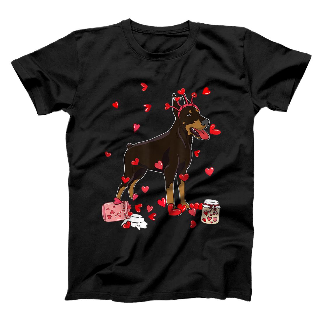 Dog Valentine Gift Cute Doberman Valentine's Day T-Shirt