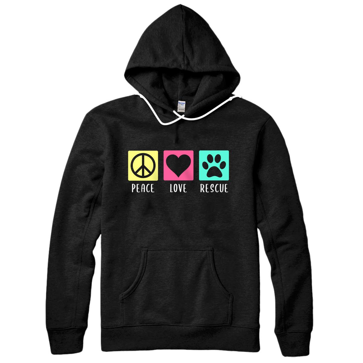 Personalized ODND Dog Rescue Apparel - Peace Love Rescue Pullover Hoodie