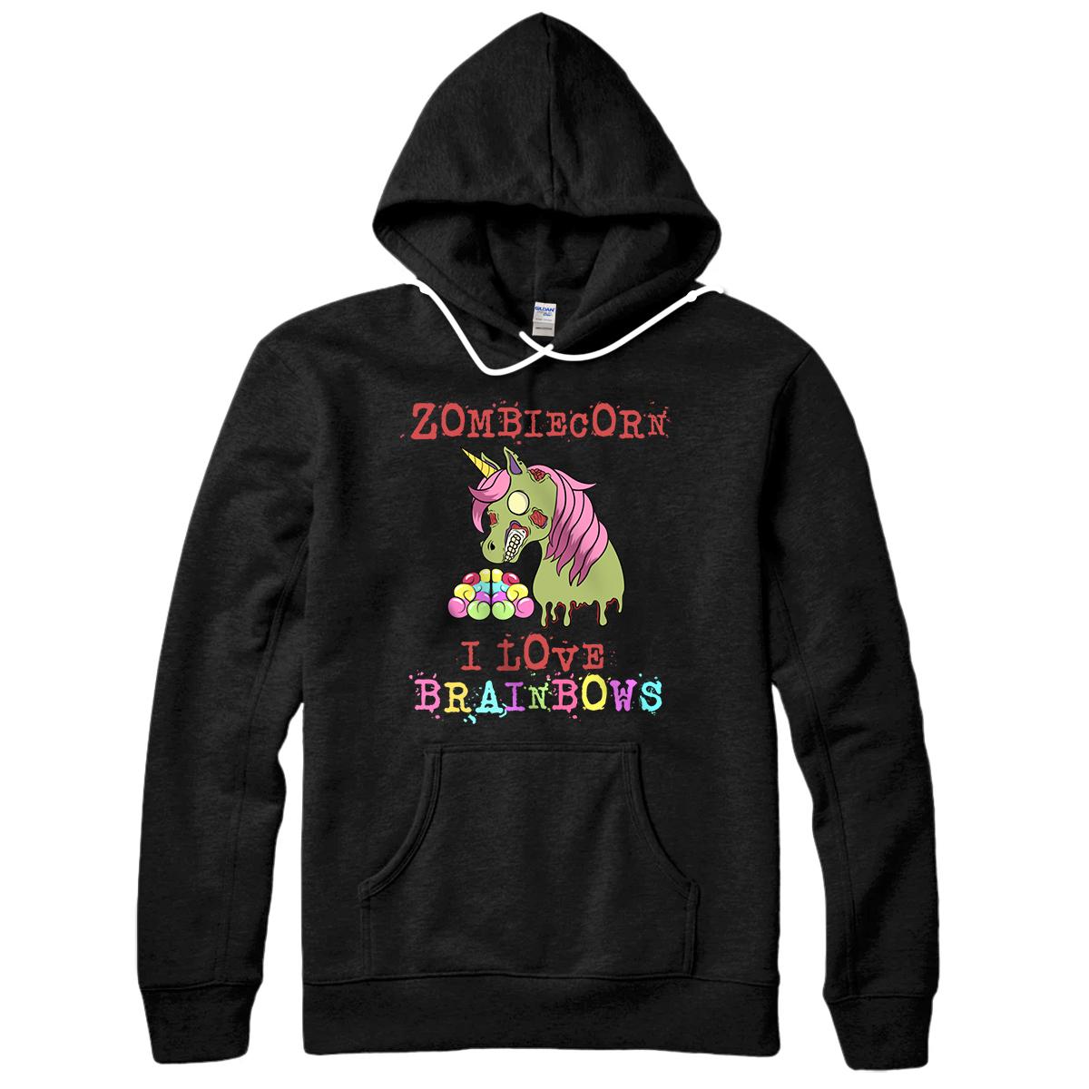 Personalized Zombiecorn I love Brainbows Halloween Costume 2020 Ghost Pullover Hoodie