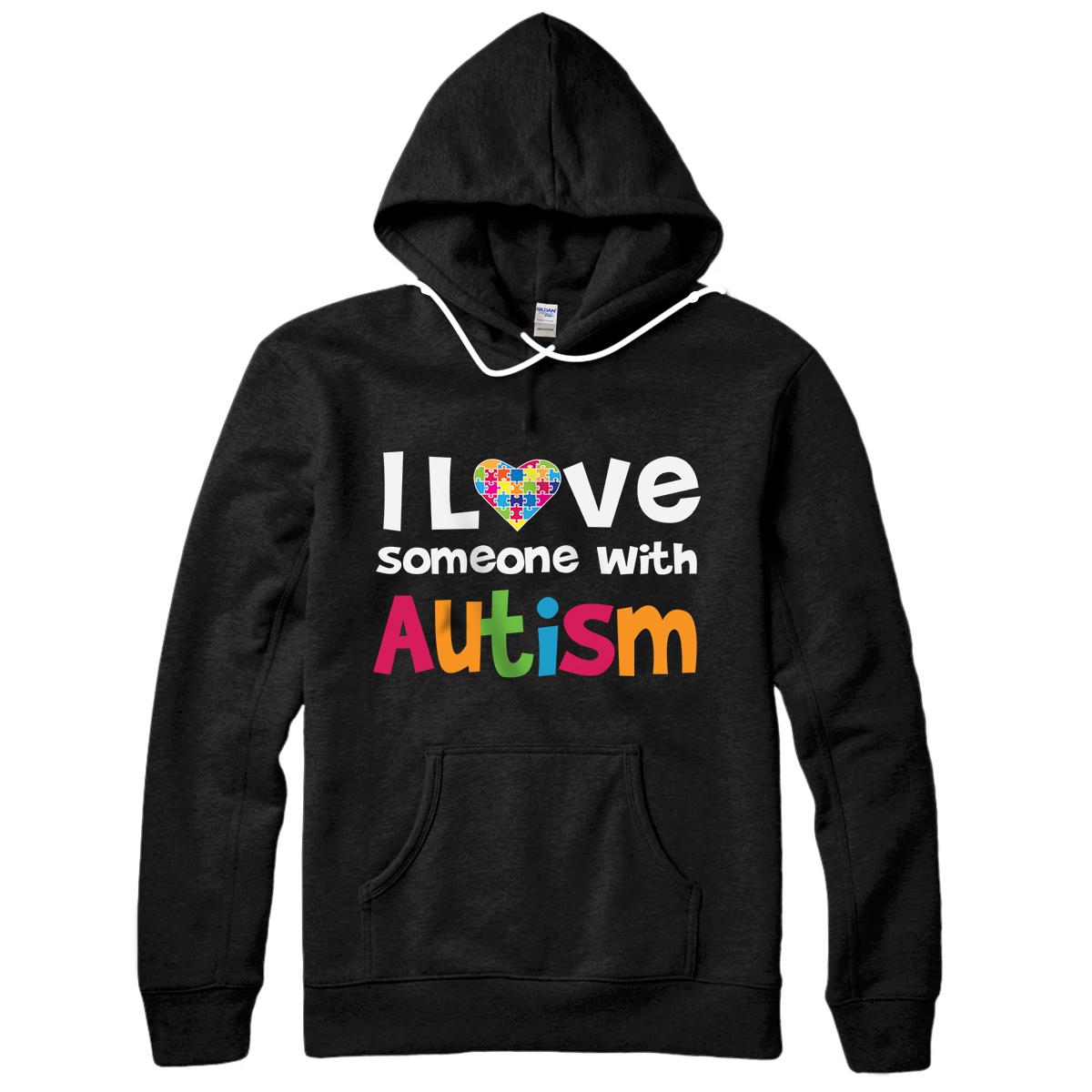 Personalized I love someone with Autism - Autistic Awareness Puzzle Heart Pullover Hoodie