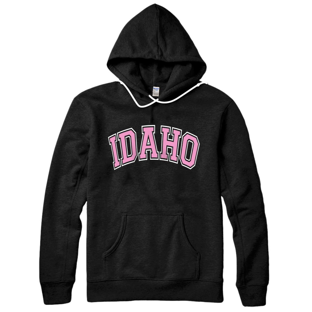Personalized Idaho Varsity Style Pink Text Pullover Hoodie