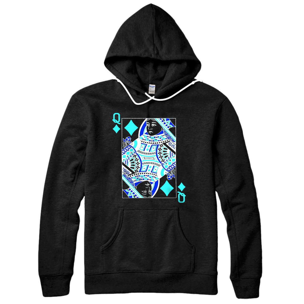Personalized Poker Playing Cards Negative Color Queen Of Diamonds Pullover Hoodie