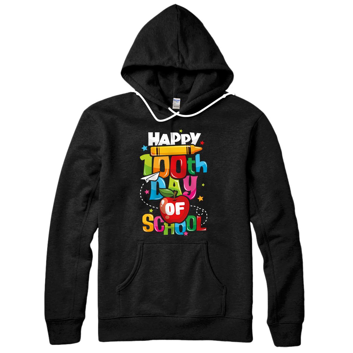 Personalized 100th Day of School Gift for Teachers Happy 100 Days Pullover Hoodie