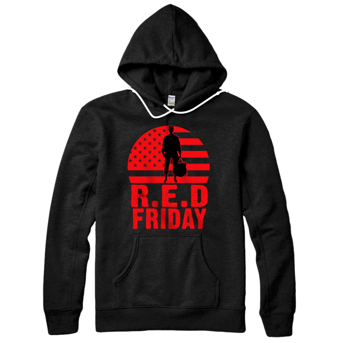 Personalized Red Friday Military Deployed Navy Soldier US Flag Veteran Pullover Hoodie