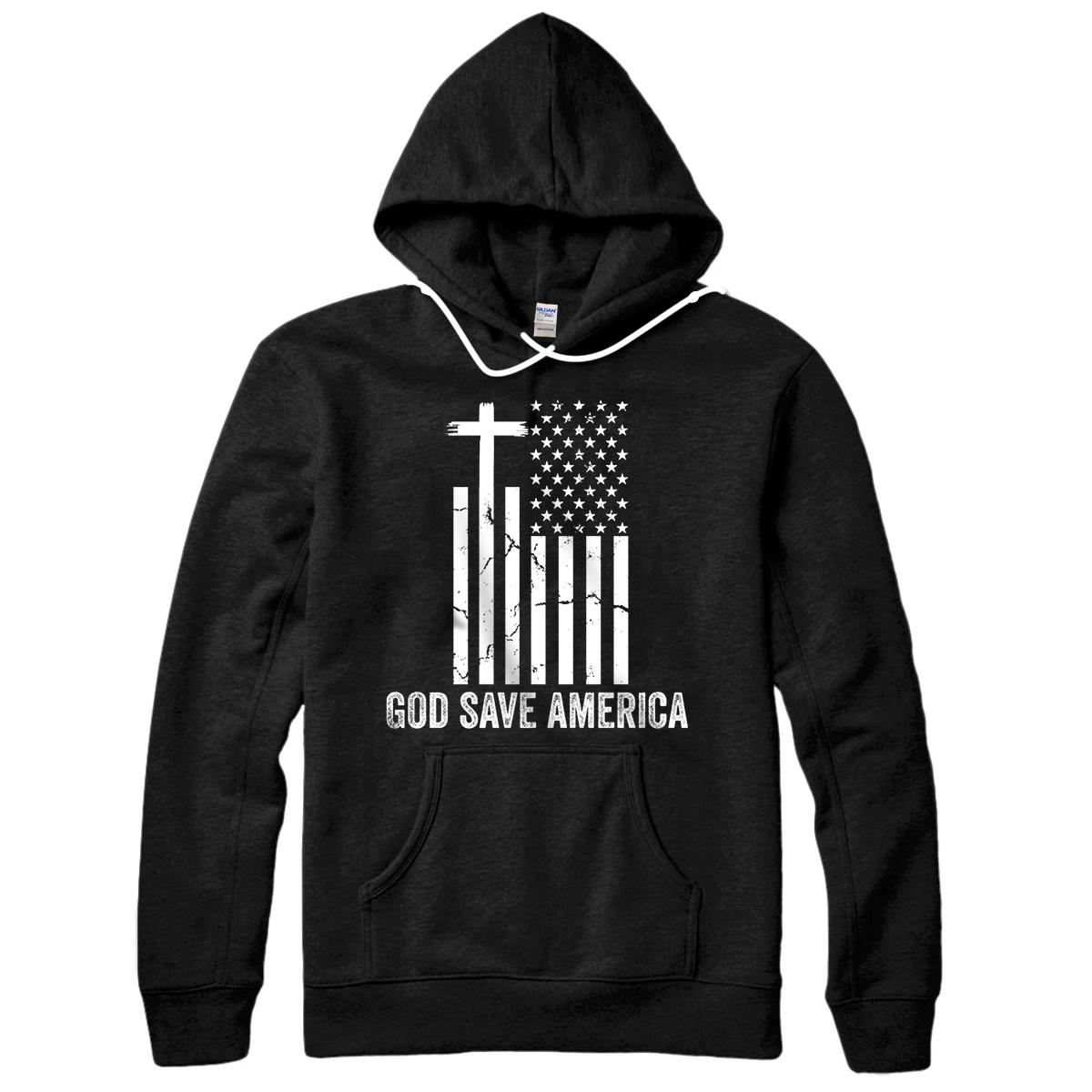 Personalized God Save America Shirt,Jesus Christ Saves USA,American Flag Pullover Hoodie