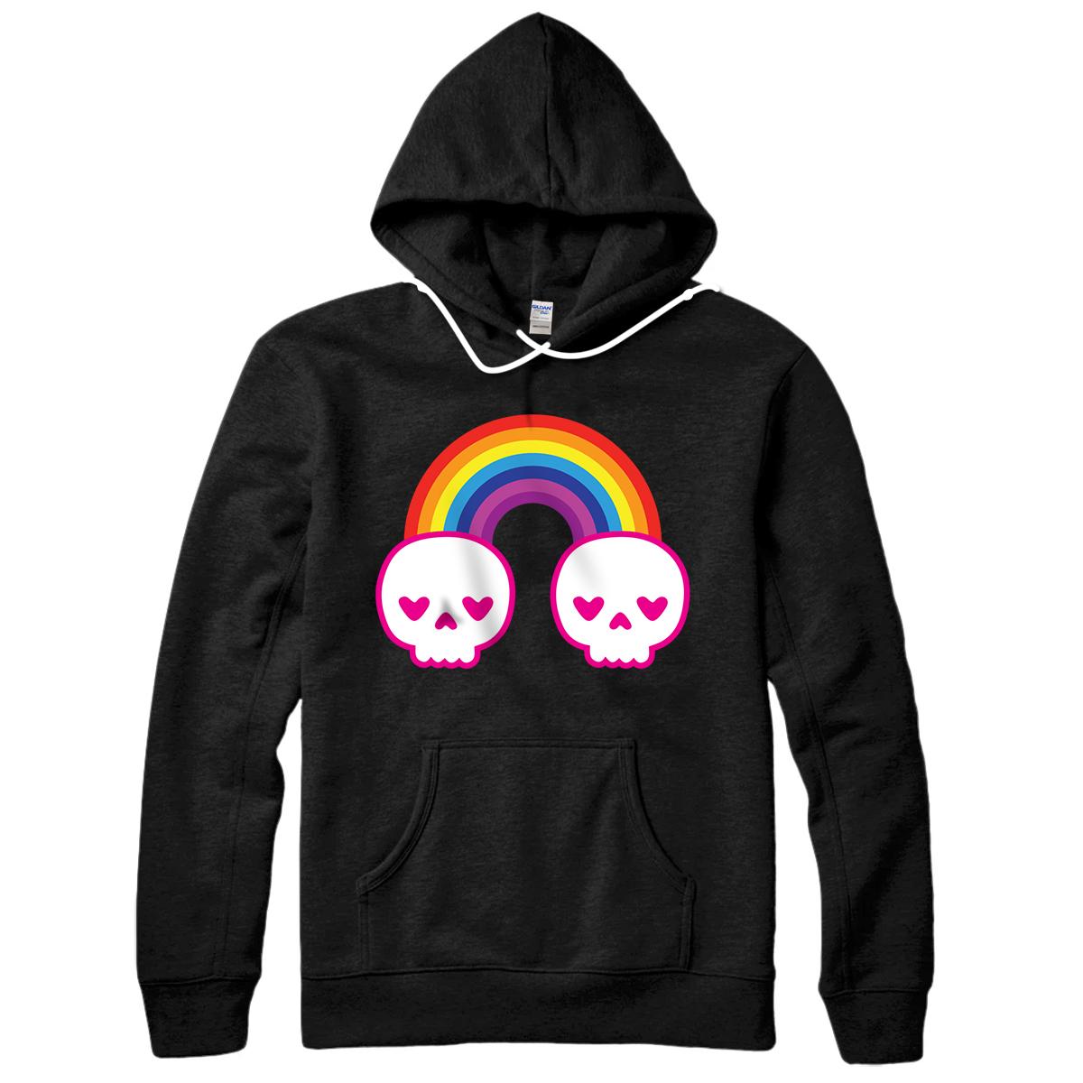 Personalized Pastel Goth Kawaii Punk Rainbow Skulls Pullover Hoodie
