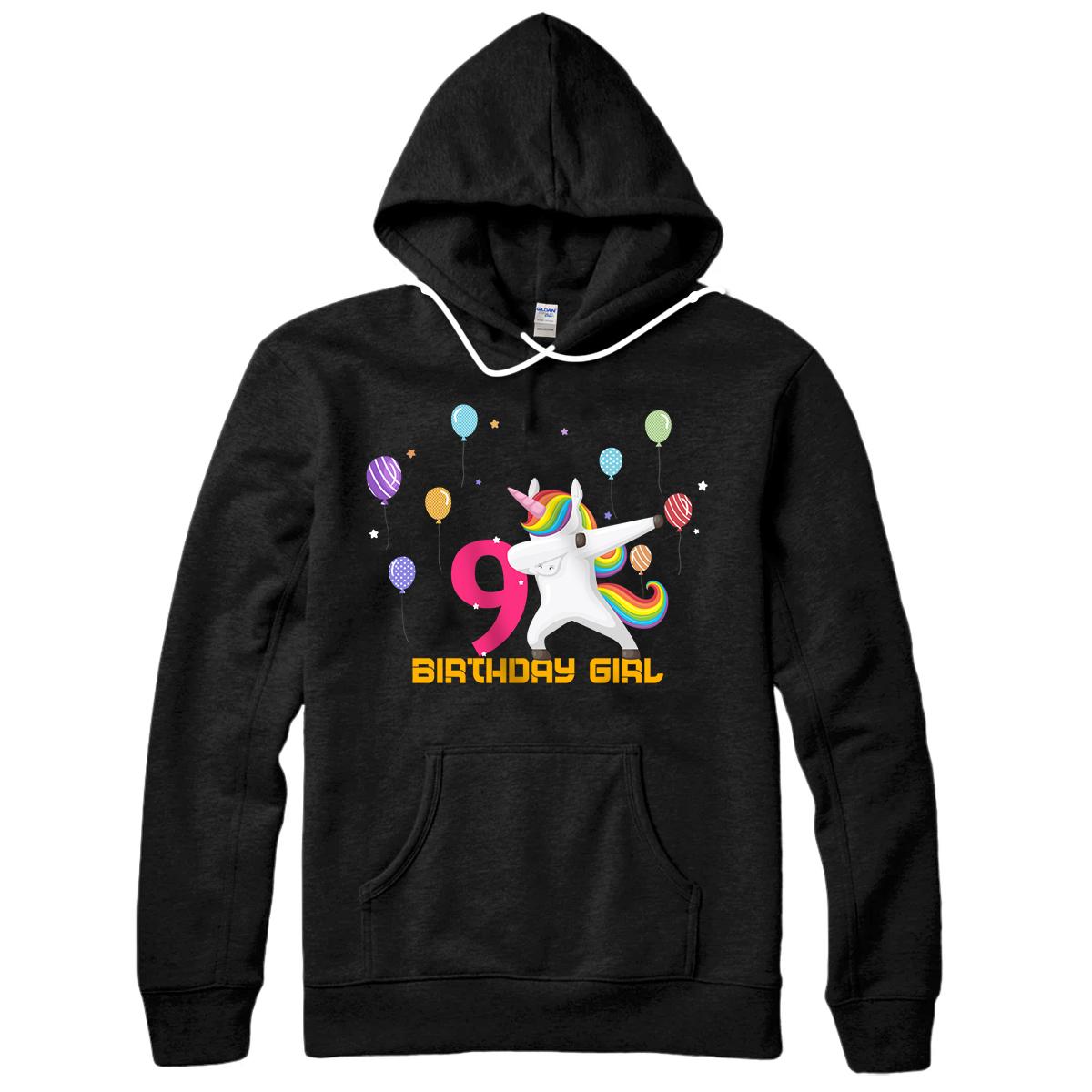 9 birthday shirt Dabbing Unicorn birthday shirts for girl Pullover Hoodie