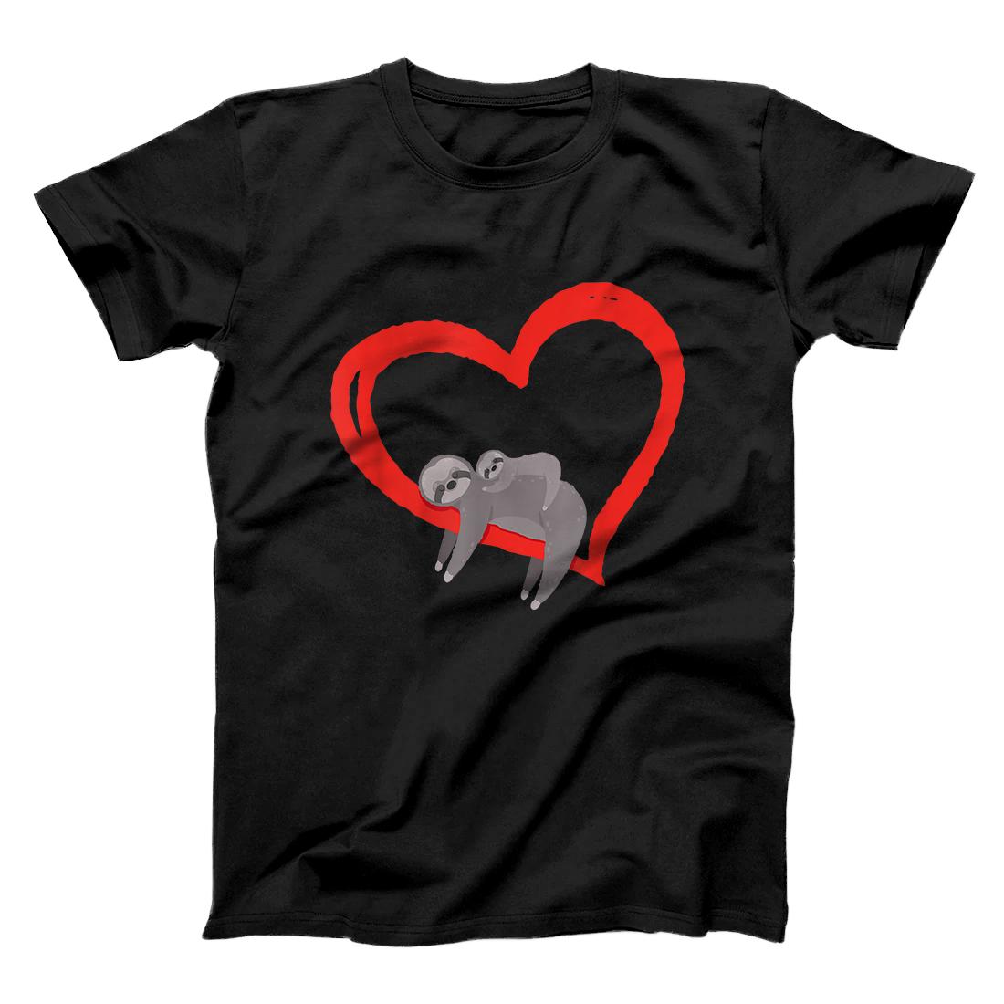 Personalized Sloth Valentines Day, Womens Sloths Valentine Heart T-Shirt