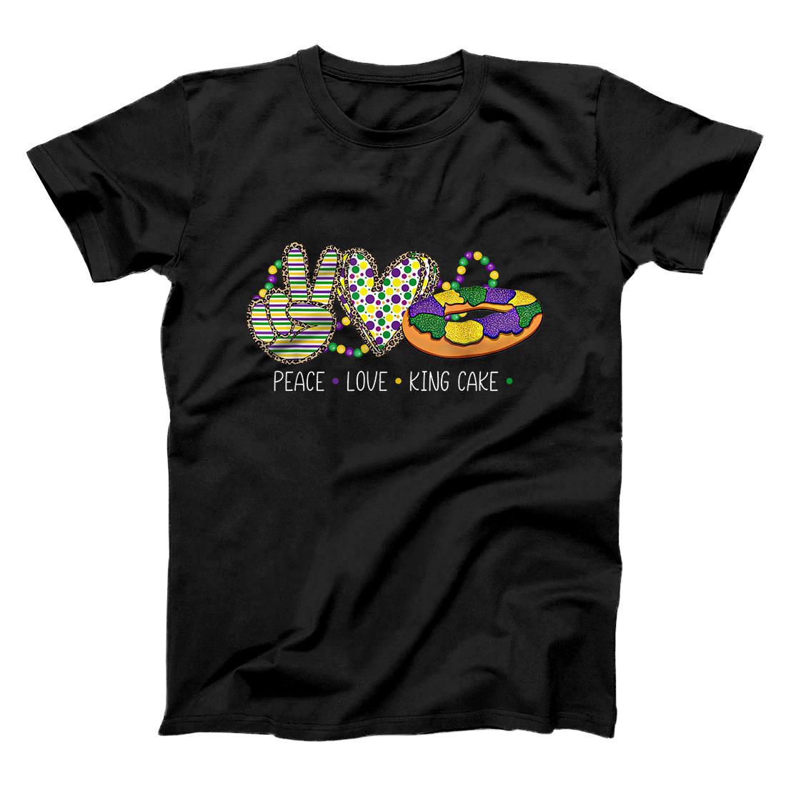 Personalized Peace Love King Cake Funny Mardi Gras New Orleans Festival T-Shirt